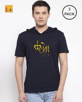 pack of 2 printed hooded t-shirts