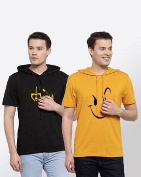 pack of 2 printed hooded t-shirts