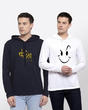 pack of 2 printed hooded t-shirts