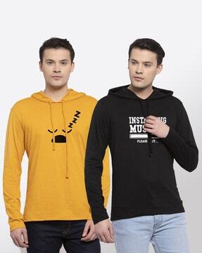 pack of 2 printed hooded t-shirts