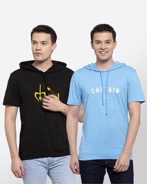 pack of 2 printed hooded t-shirts