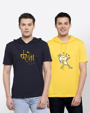 pack of 2 printed hooded t-shirts