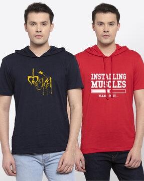 pack of 2 printed hooded t-shirts