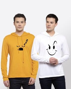 pack of 2 printed hooded t-shirts