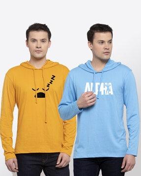 pack of 2 printed hooded t-shirts