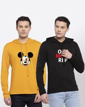 pack of 2 printed hooded t-shirts