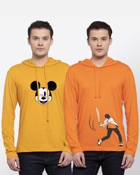 pack of 2 printed hooded t-shirts