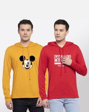 pack of 2 printed hooded t-shirts