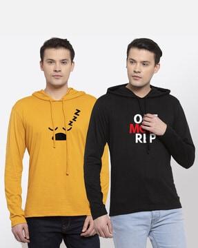 pack of 2 printed hooded t-shirts