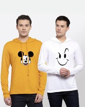 pack of 2 printed hooded t-shirts