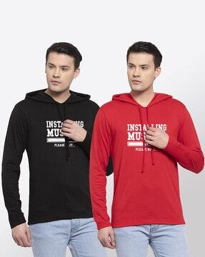 pack of 2 printed hooded t-shirts