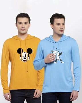 pack of 2 printed hooded t-shirts