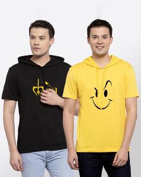 pack of 2 printed hooded t-shirts