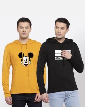 pack of 2 printed hooded t-shirts