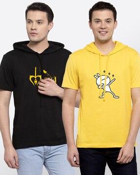 pack of 2 printed hooded t-shirts