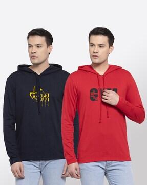 pack of 2 printed hooded t-shirts