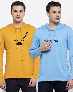 pack of 2 printed hooded t-shirts