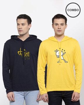 pack of 2 printed hooded t-shirts