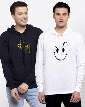 pack of 2 printed hooded t-shirts