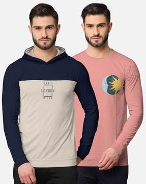 pack of 2 printed hooded t-shirts