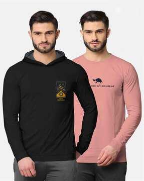 pack of 2 printed hooded t-shirts