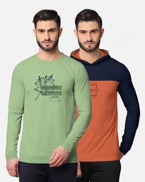 pack of 2 printed hooded t-shirts