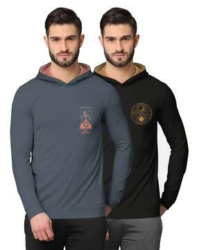 pack of 2 printed hooded t-shirts