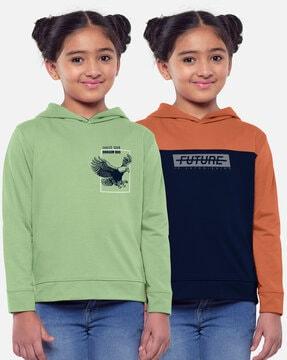 pack of 2 printed hooded t-shirts