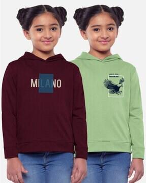 pack of 2 printed hooded t-shirts