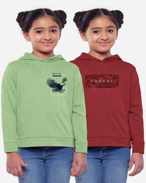 pack of 2 printed hooded t-shirts