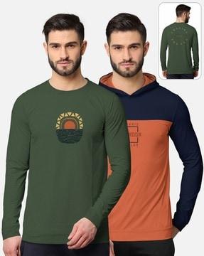 pack of 2 printed hooded t-shirts