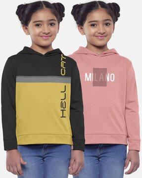 pack of 2 printed hooded t-shirts