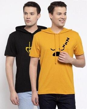 pack of 2 printed hooded t-shirts