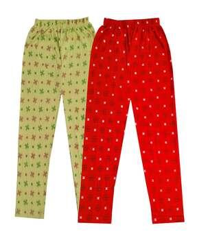 pack of 2 printed leggings with elasticated waist