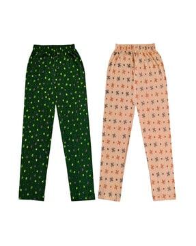 pack of 2 printed leggings with elasticated waist