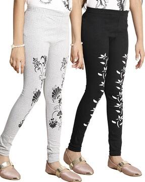 pack of 2 printed leggings with elasticated waist