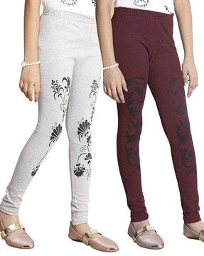 pack of 2 printed leggings with elasticated waist