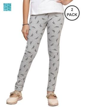pack of 2 printed leggings with elasticated waistband