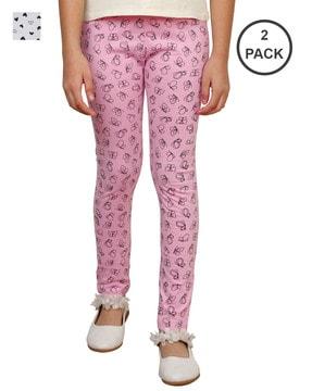 pack of 2 printed leggings with elasticated waistband