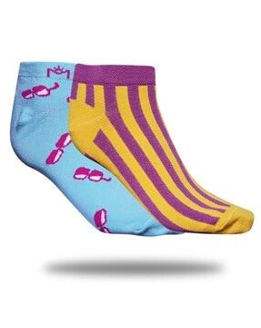 pack of 2 printed low-length socks