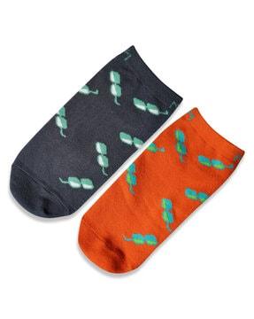 pack of 2 printed low-length socks