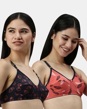 pack of 2 printed non-padded bra