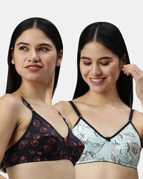 pack of 2 printed non-padded bra