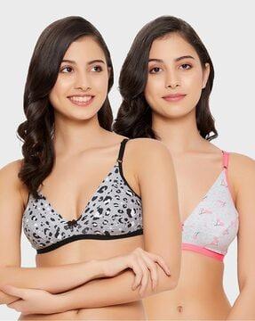 pack of 2 printed non-padded bras