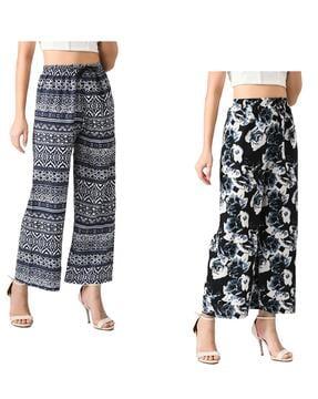 pack of 2 printed palazzos with drawstring waist