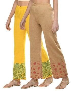 pack of 2 printed palazzos with elasticated waist