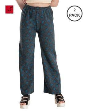 pack of 2 printed palazzos with elasticated waist