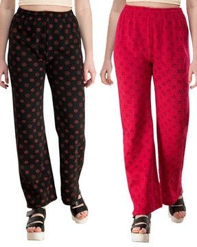 pack of 2 printed palazzos with elasticated waist