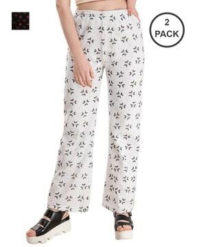 pack of 2 printed palazzos with elasticated waist