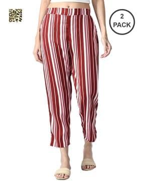 pack of 2 printed pants with elasticated waist